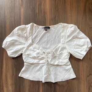 White Peplum Crop Top